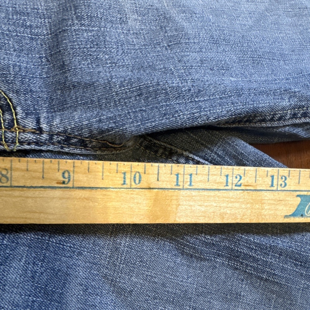 Vanity Flare Jeans 29x31 Women's Blue Mid Rise Stretch Y2K Flap Pocket - Picture 5 of 7